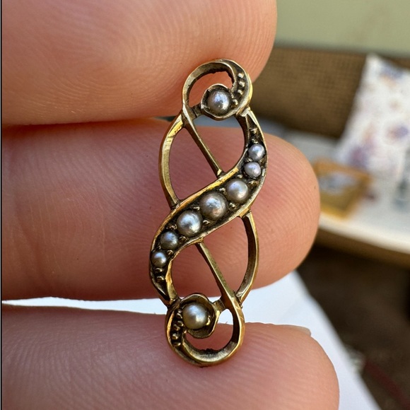 Late 1800's rare solid 14k gold genuine seed pearl pendant - Picture 11 of 14